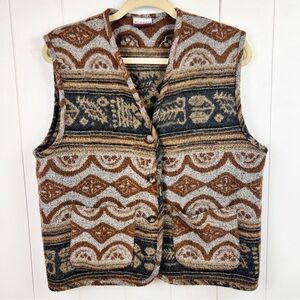 Vintage Memphis Southwestern Vest Boho Western Wearable Art Wool Unlined